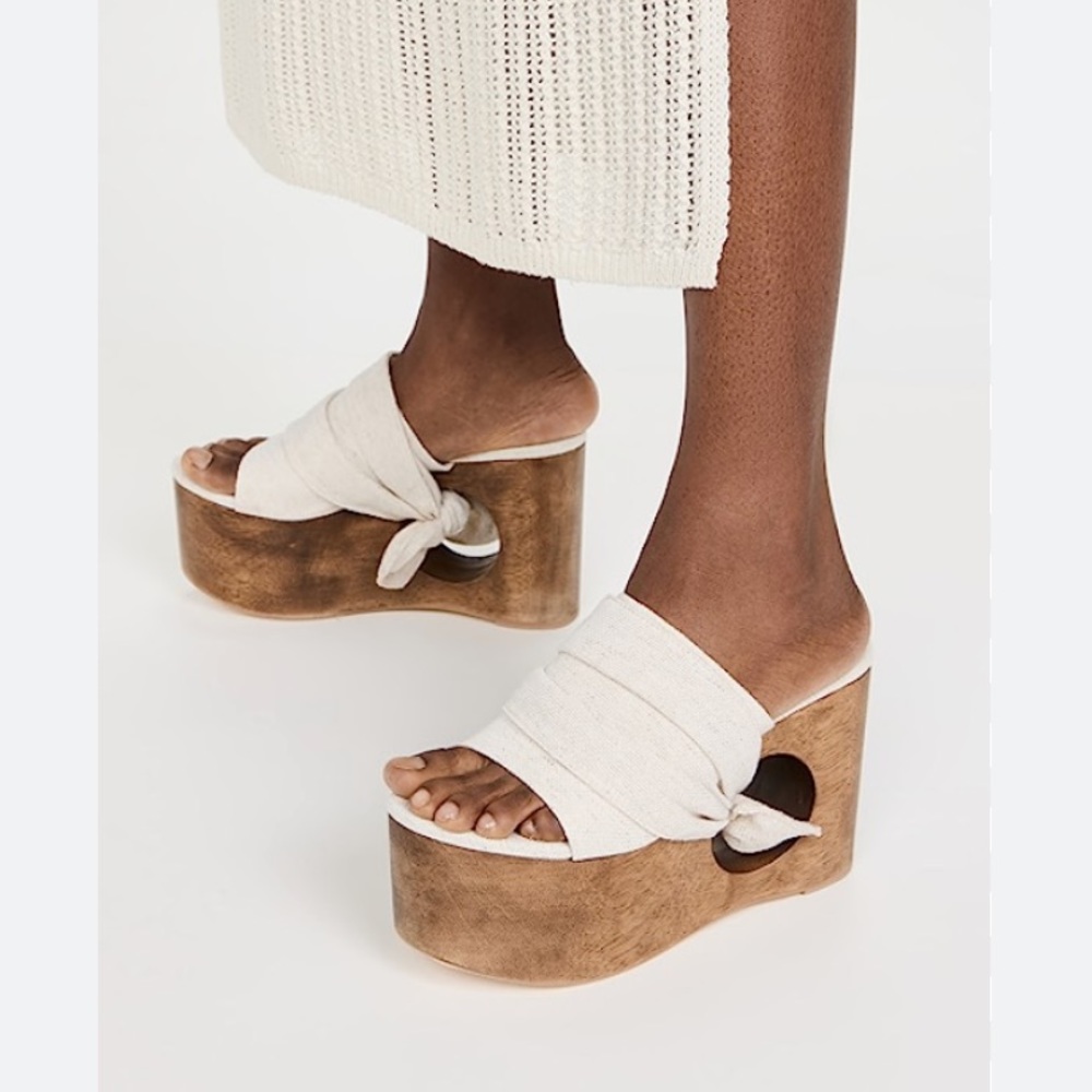 Cult Gaia Anna Platform Sandals in off white